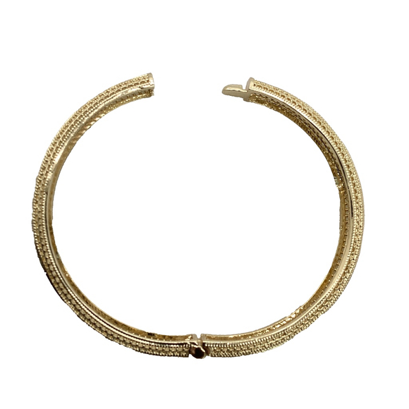 14k Gold Plated Greek Key Hinged Bangle Bracelet NWOT - Picture 5 of 5